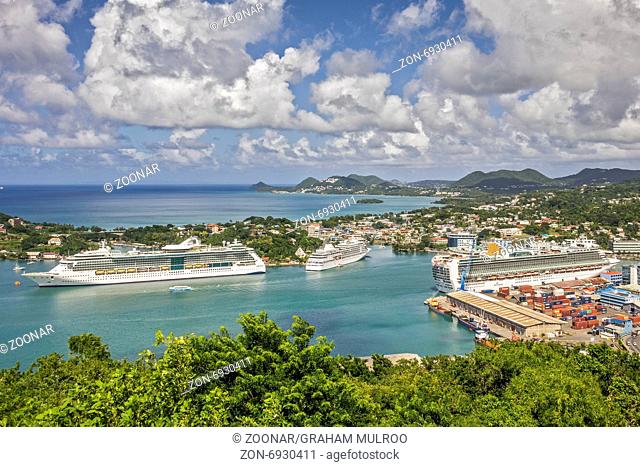Cruise Ships Moored At The Docks Castries St. Luci