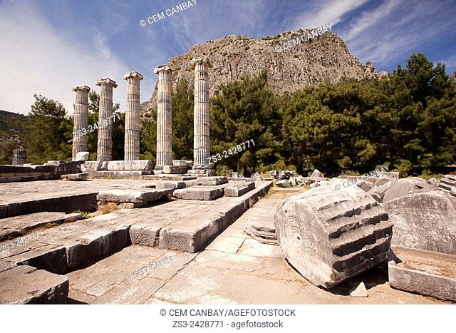 Temple of Athena at the ancient city of Priene, Soke, Aydin, Turkey, Europe