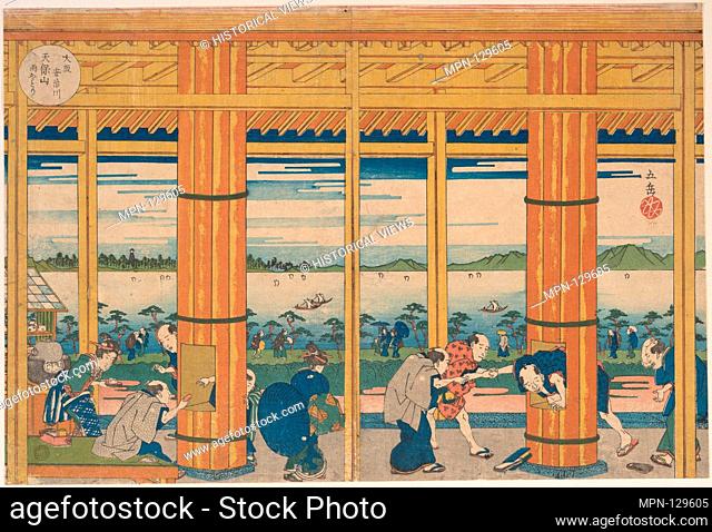 Shower-Shelter on the Shore of Tempozan Bay. Artist: Yashima Gakutei (Japanese, 1786?-1868); Period: Edo period (1615-1868); Date: 1838; Culture: Japan; Medium:...