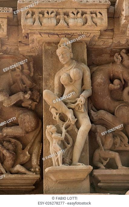 The famous temples of Khajuraho are a large group of medieval hindu and jain temples, famous for ther erotic sculptures. Situated in Madhya Pradesh