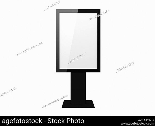 Blank, vertical, empty, white billboard screen, isolated on white background, for your advertisement and design