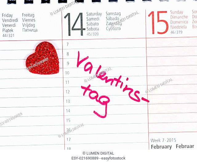 Herz mit Kalendereintag Valentinstag