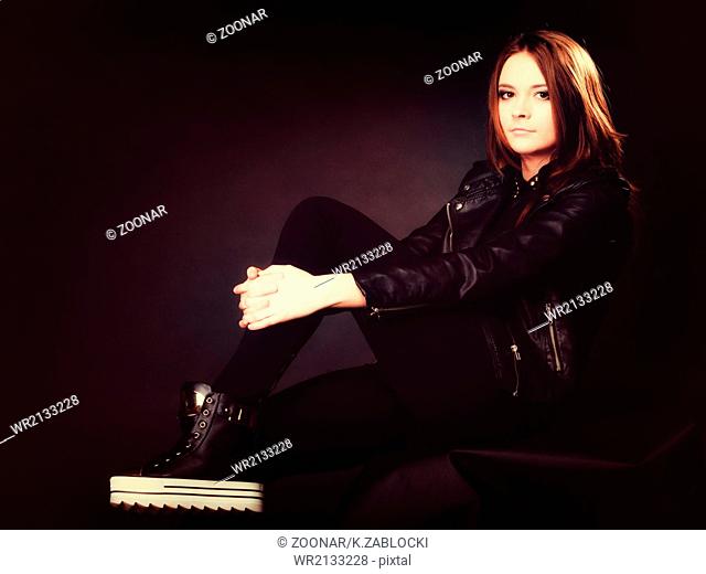 people concept - teenage girl in casual shoes