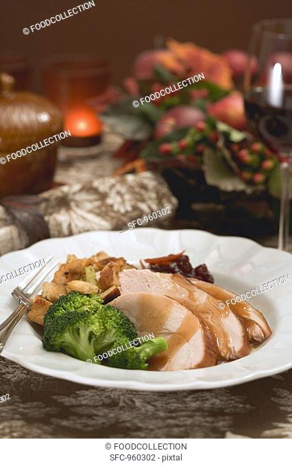 Turkey breast with accompaniments for Thanksgiving USA