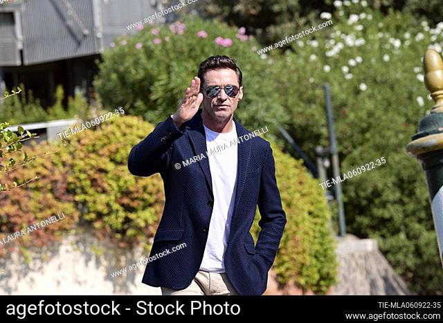Hugh Jackman is seen arriving at the Excelsior Pier during the 79th Venice International Film Festival on September 06, 2022 in Venice, Italy