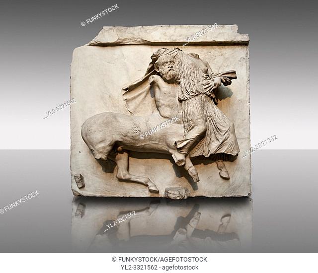 Sculpture of Lapiths and Centaurs battling from the Metope of the Parthenon on the Acropolis of Athens no XXIX. Also known as the Elgin marbles