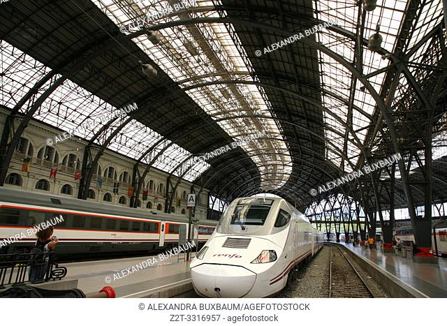 light rail train station, Barcelona, Spain
