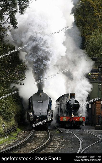 Steam trains on the tracks UK - England Yorkshire Grosmont