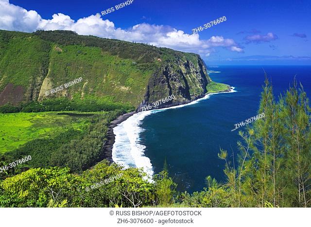 Waipio Valley and beach, Hamakua Coast, The Big Island, Hawaii USA