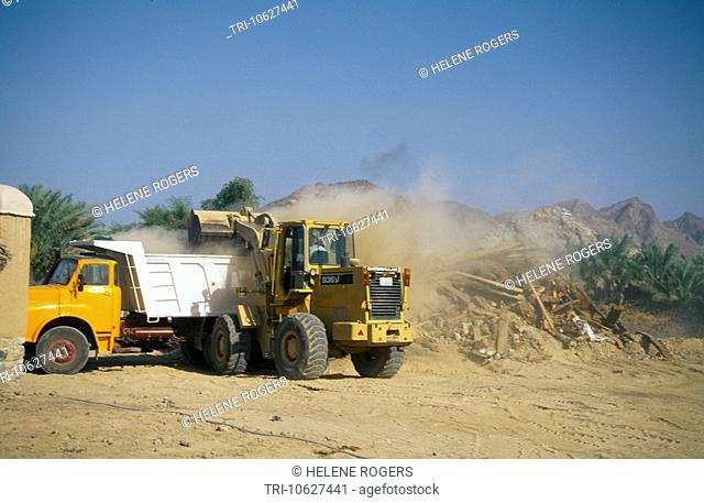 Dubai UAE Hatta Fort Restoration Bulldozer