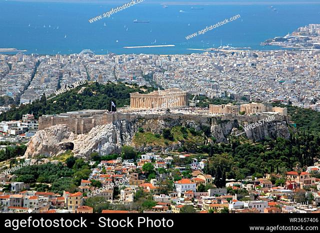 Athens, Greece - May 02, 2015: Aerial Cityscape From Mount Lycabettus in Athens, Greece