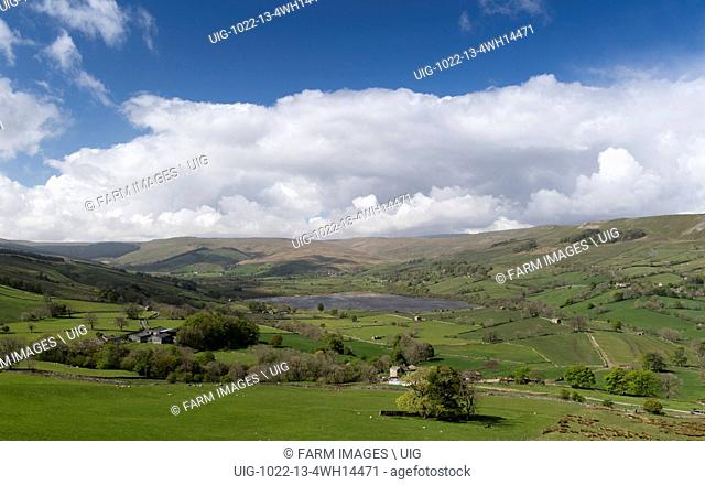 Looking over Semerwater towards Marsett and Woldside in Yorkshire Dales National Park