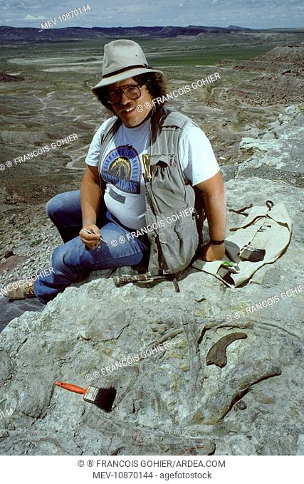 Dinosaur paleontologist Dr. Jim Kirkland. Photograph taken at the Yellow Cat Quarry in Central Utah, north of Arches National Monument