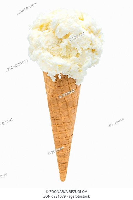 coconut ice cream isolated on white background, selective path included in the file