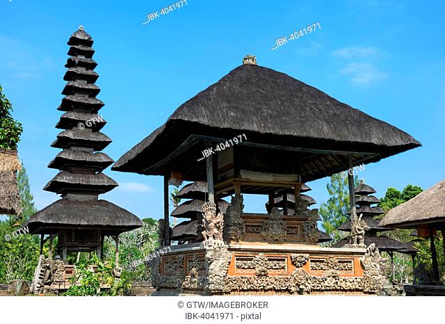 Pura Taman Ayun Temple, Bale, wood pavilion, and Meru, pagoda, Mengwi, Bali, Indonesia