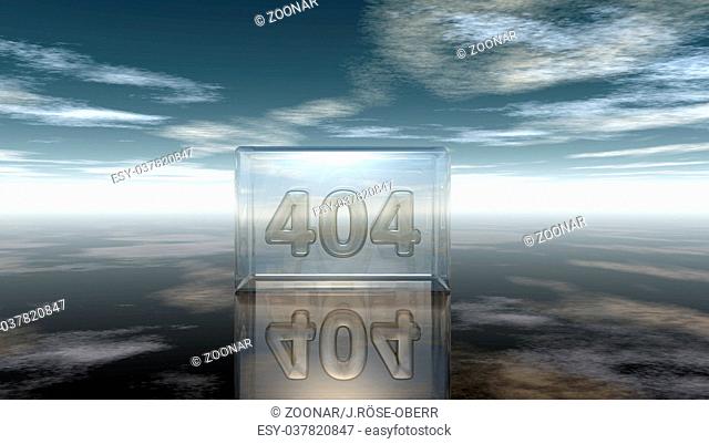 nummer 404 in glasquader unter wolkenhimmel - 3d illustration
