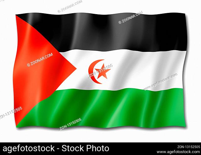 Sahrawi Arab Democratic Republic flag, three dimensional render, isolated on white