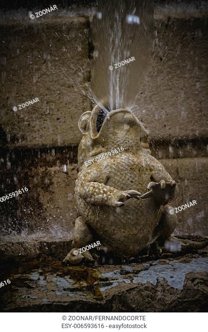 Frog.Ornamental fountains of the Palace of Aranjuez, Madrid, Spain