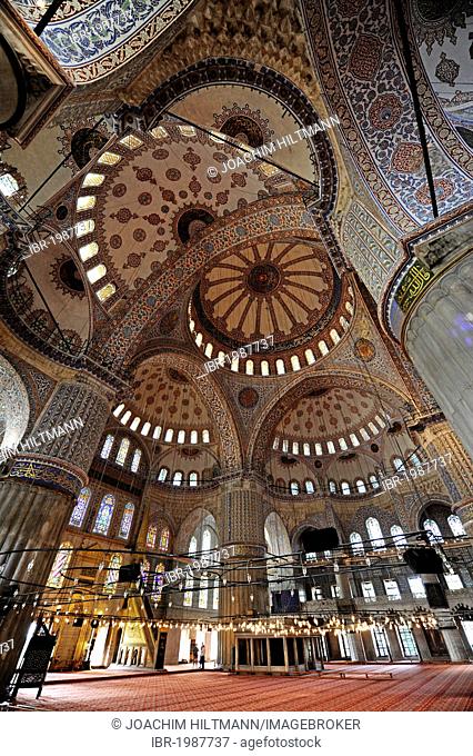 Sultan Ahmet Camii, Blue Mosque, interior view, Istanbul, Turkey