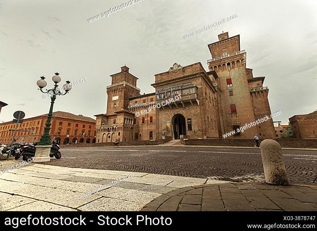 FERRARA, ITALY: Evocative view of the castle of Ferrara