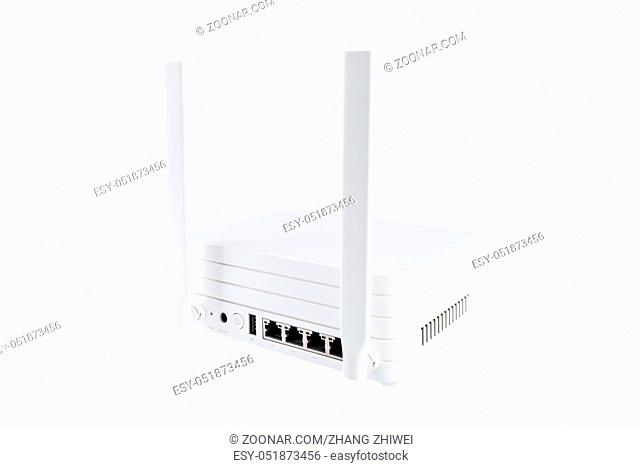router isolated and back side port on white with clipping path