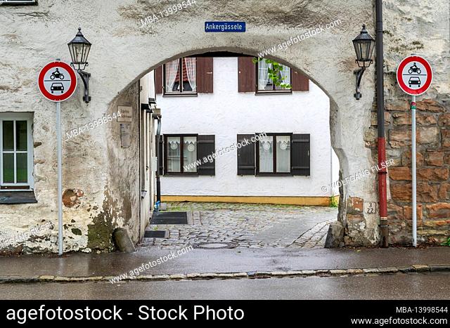 brick archway in the old town of kempten, bavaria