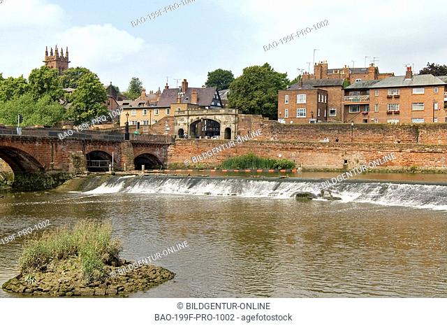 The historical city wall of Chester in North west England