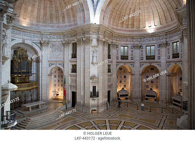 Interior of Panteao Nacional (National Pantheon) or Church of Santa Engracia in Alfama district, Lisbon, Lisboa, Portugal