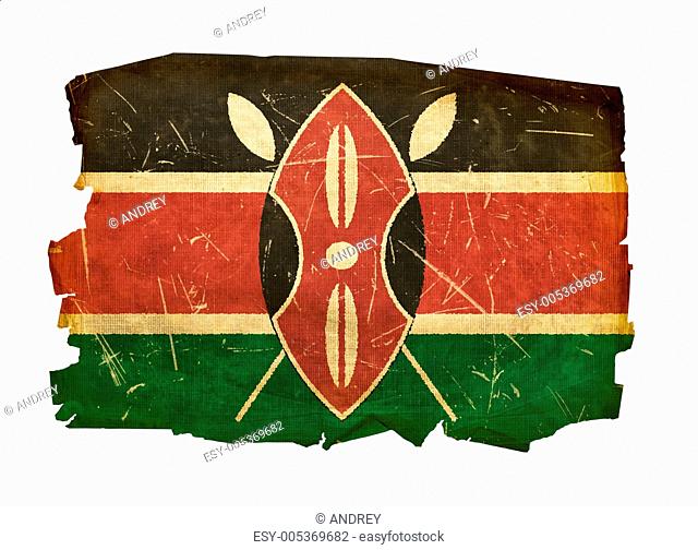Kenya Flag old, isolated on white background