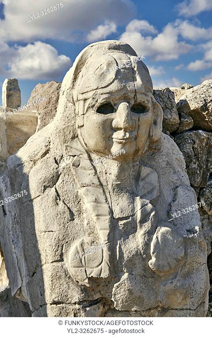 Picture & image of Hittite Sphinx sculpture of the Sphinx Gate. Hattusa (also á¸ªattuša or Hattusas) late Anatolian Bronze Age capital of the Hittite Empire