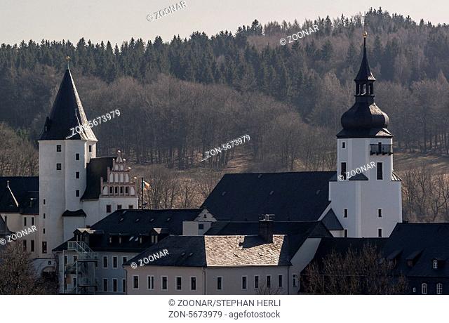 Castle and saint Georgen church in Schwarzenberg