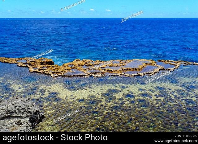 Coastline on the southern part of Tongatapu island in Tonga. Tongatapu is the main island of the Kingdom of Tonga