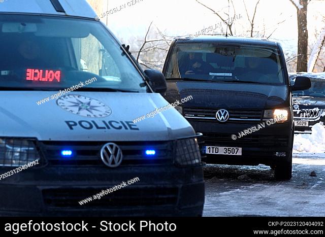 Tomas Cermak (pictured in the black van), who was sentenced to 5.5 years in prison for supporting and promoting terrorism in July this year