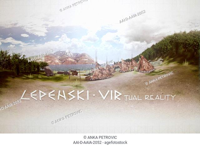 LEPENSKI VIRtual REALITY poster for a presentation at Lepenski Vir AKA Lepena Whirlpool, archaeological site of the Mesolithic Iron Gates culture of the Balkans