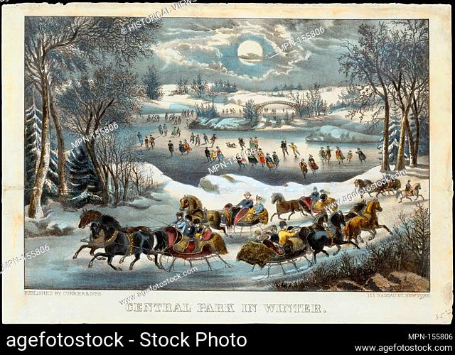 Central Park in Winter. Publisher: Currier & Ives (American, active New York, 1857-1907); Date: 1877-94; Medium: Hand-colored lithograph; Dimensions: Image: 8...