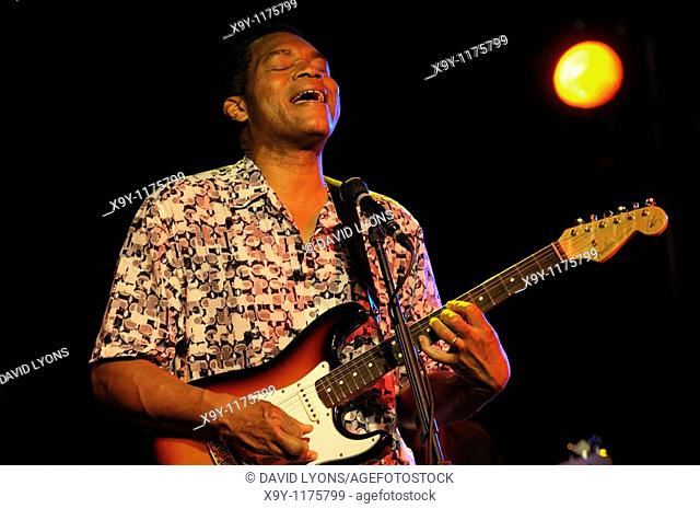 Robert Cray, US blues singer rock musician performing in the main stage marquee  Maryport Blues Festival, 2010  Cumbria, England