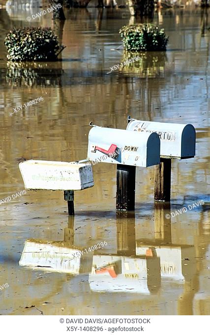 Mailboxes in flood waters