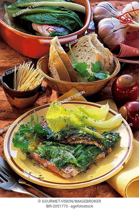Red snapper with salad, Spain