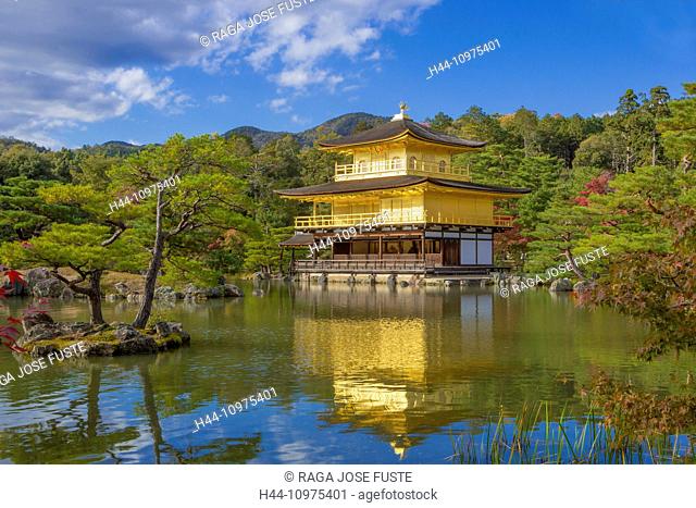 world heritage, Japan, Asia, Kansai, Kinkaku-Ji, Kyoto, Landscape, Temple, architecture, colourful, fall, famous, gold, golden, no people, pond, reflection