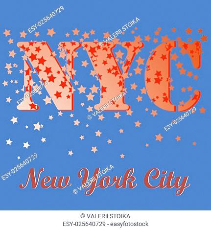 New York T-shirt Emblem.Print Typography. Retro Label. Vintage Sport Pattern. Starry Basketball Logo on Blue Background