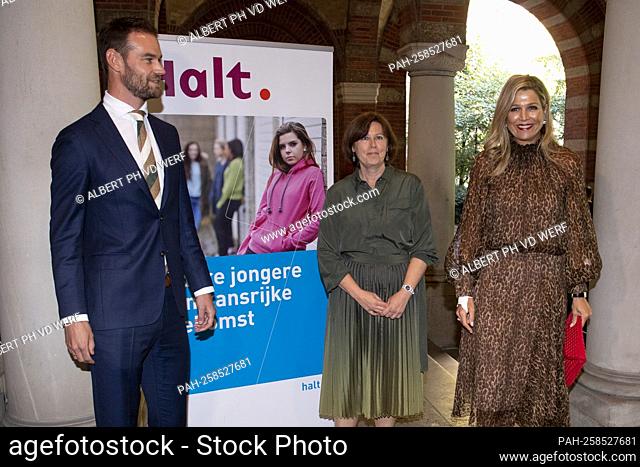 Queen Maxima of The Netherlands at the town hall in Rotterdam, on September 28, 2021, for a workvisit to the Foundation Halt on the occasion of the 40th...