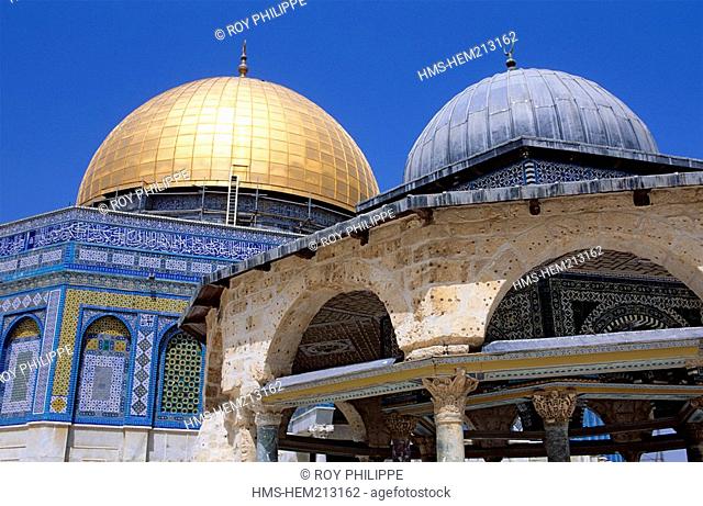 Israel, Jerusalem, holy city, old town, listed as World Heritage by UNESCO, Haram Esh Sherif Temple Mount, Dome of the Rock and Dôme of the Chain