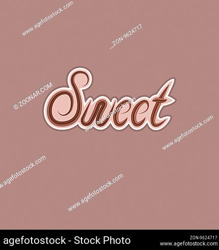 Illustration sweet text made of chocolate, design element - vector