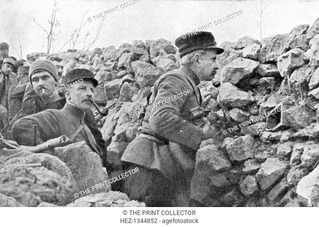 General Marchand inspecting trenches, Champagne, France, World War I, 1915. Jean-Baptiste Marchand was commander of the 10th Colonial Infatry Division
