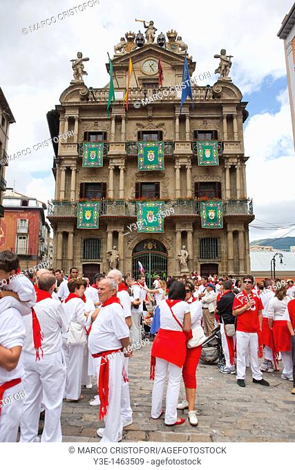 Spain Navarra Pamplona San Fermin Fiesta City Hall Giants of Pamplona Procession