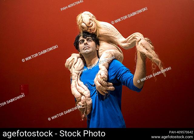 The Sapling a sculpture by Patricia Piccinini seen during the SUPERNATURAL: Sculptural Visions of the Body exhibition in Taipei