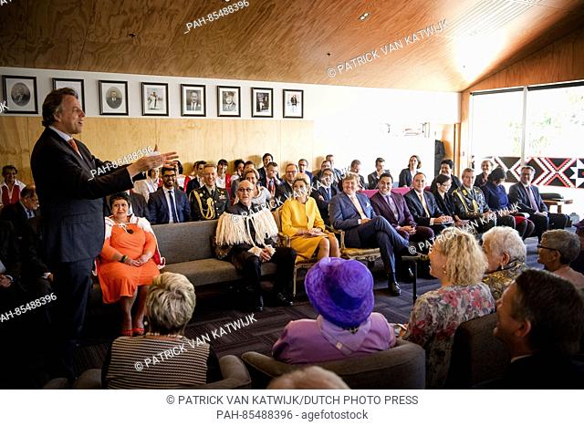 King Willem-Alexander and Queen Maxima (both C) of The Netherlands visit the Ngai Tuhu Marae for the Powhiri ceremony in Christchurch, New Zealand