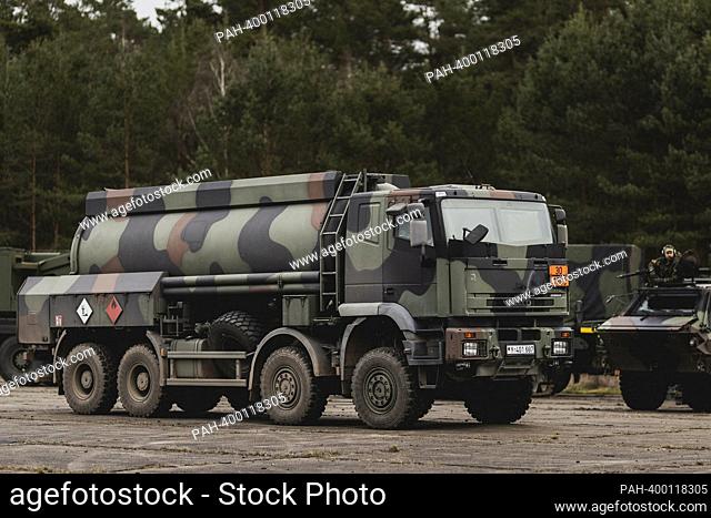 Bundeswehr truck, photographed as part of a capability show at the Bundeswehr armed forces base in Mahlwinkel, March 16, 2023