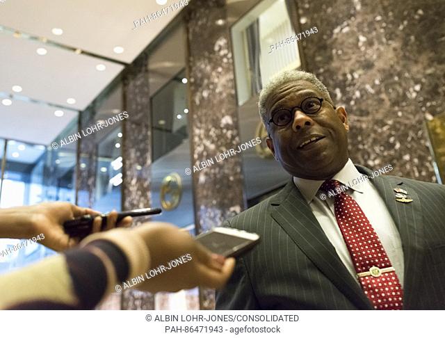 Former Florida Congressman and Retired Lt. Colonel Allen West upon his arrival at the lobby of Trump Tower in New York, USA, 12 December 2016