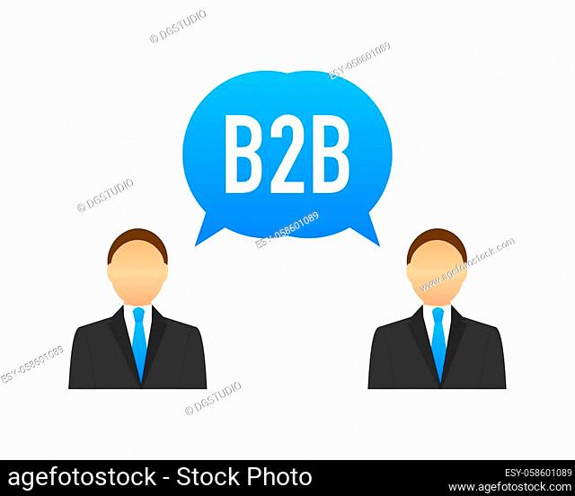 B2B sales person selling products. Business-to-business sales, B2B sales method. Vector stock illustration